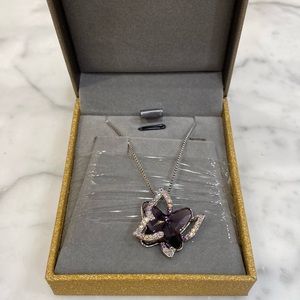Gemmance Butterfly Necklace Purple Stone Silver